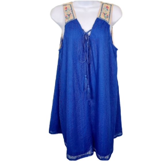 Flying Tomato blue embroidered mini dress - Picture 1 of 6